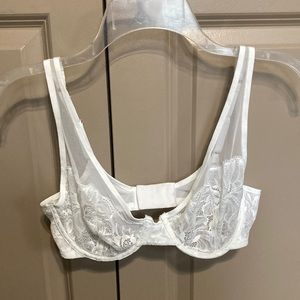 Set of 2- SAVAGE X FENTY Mesh & Lace Unlined Bra- 34D- White Pearl